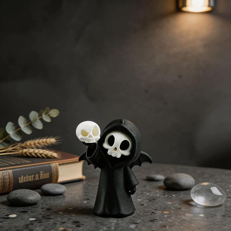 1Pc Halloween Display Desktop Ornaments PLA Fantasy 3D Printed Dark Grim Reaper Creative Holiday Decorations Skull Sculptures