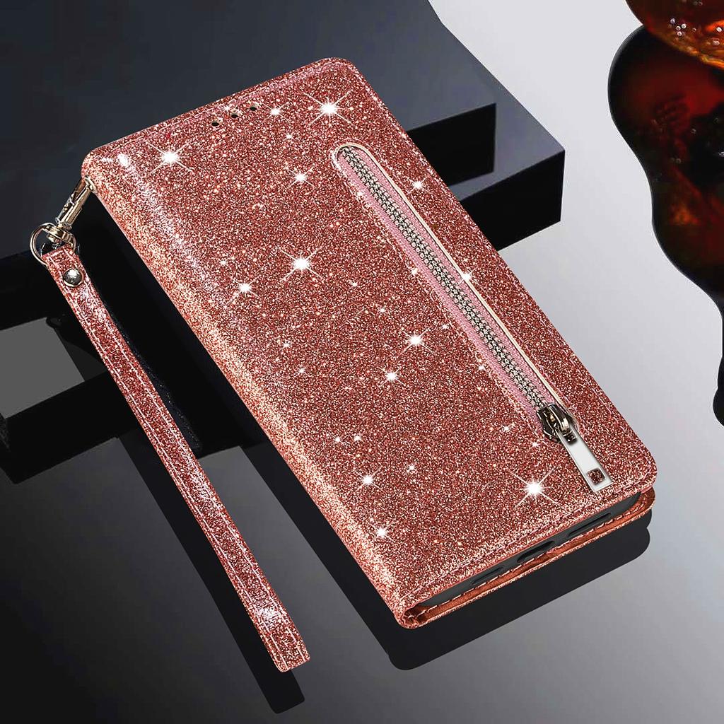 Zipper Cute Glittering Wallet Cards Solt Phone Case For Samsung S26 Ultra S25 Plus S24 S23 A36 A56 Flip Strong Magnetic Cover