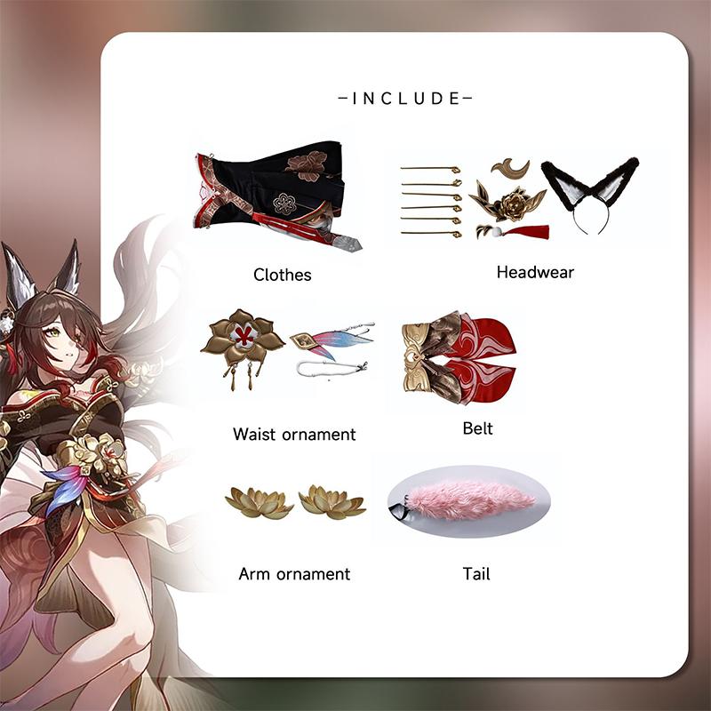 

Honkai Star Rail Фугу Тинъюнь Косплей Костюм В Древнем Стиле Дизайн Лисьих Хвостов Женское Платье Хэллоуин Карнавальный Костюм XXL