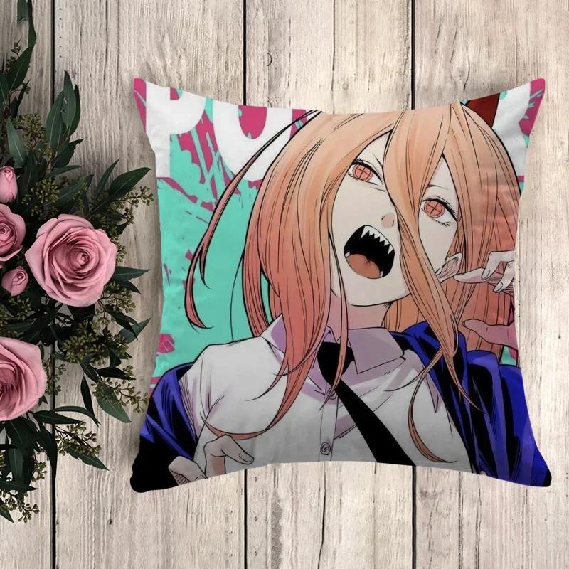 Anime Pillow Chainsaw Man Throw Pillows Pilow Cases Decorative Pillowcase Fall Decor Cushion Cover Car Decoration