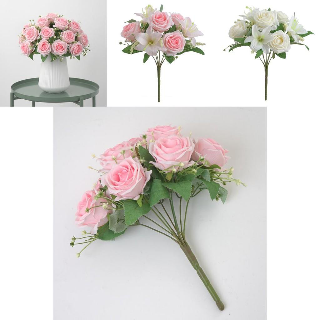Rose Flower Bouquet Artificial Silk Wedding Decor Gift For Bridesmaids