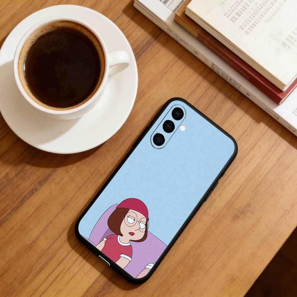 Cute cartoon Unlucky Meg Phone Case For Samsung Galaxy A73,A72,A71,A70,A53,A52,A51,Soft Silicone Black Cover