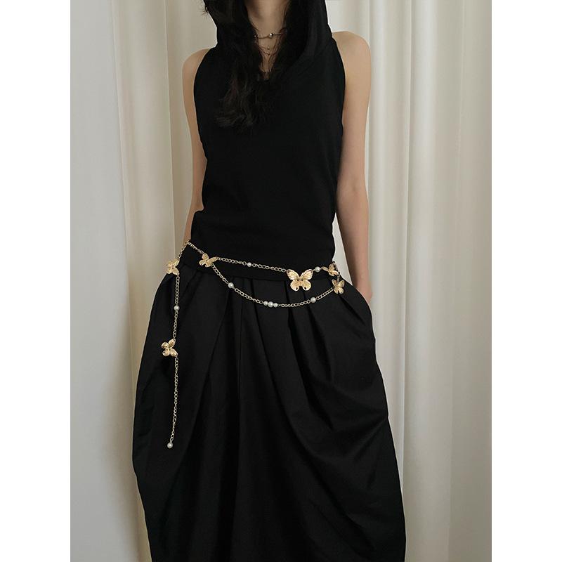 

Богемный этнический стиль жемчужная бабочка поясная цепочка женская многослойный дизайн ремень аксессуары для платья прилив золотой