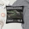 Bombardiro Crocodilo Brainrot Music Pillowcase Polyester Cushion Cover Decor Italian Meme Pillow Case Cover Home Zippered