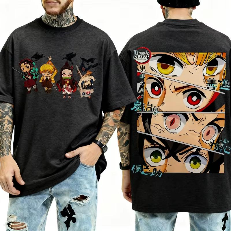 Summer Demon Slayer Anime Ninja Print T-Shirt, Loose Casual Y2K Streetwear for Daily Wear and Anime Fans T-Shirt