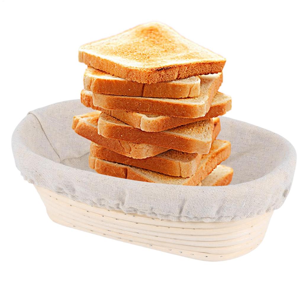 Bread Proofing Basket Dough Baking Bowl Oval Bread Proofing Handmade Rattan Basket and Liners for Home Kitchen Baking
