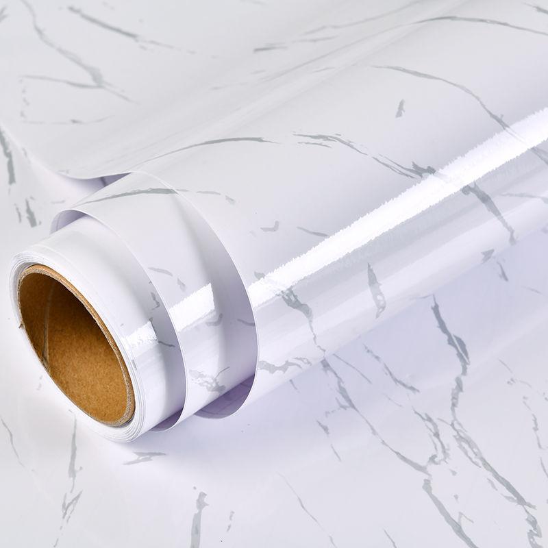 Vinyl Marble Wallpaper Modern Kitchen Oil Proof Waterproof Self Adhesive Fire Prevention Wall Sticker For Ambry Furniture Decor