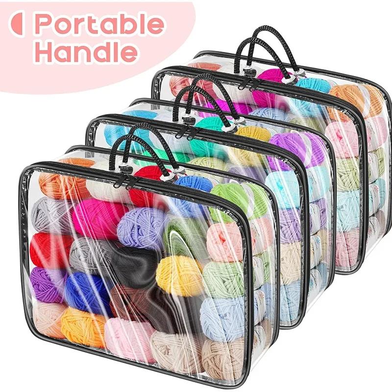 

3-piece transparent yarn storage bag, multi-purpose handheld storage bag, clothing storage bag, bed sheet storage bag, underwear