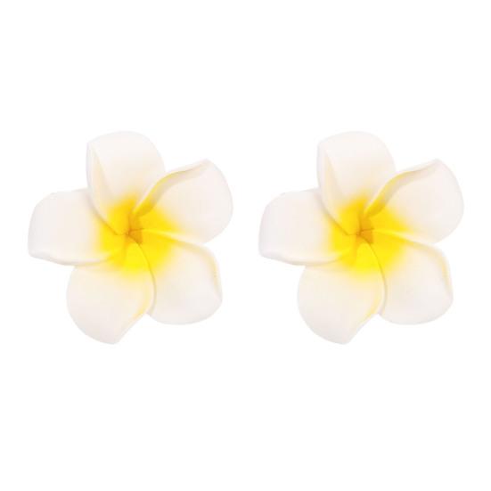 

2 шт., заколка для волос с цветком плюмерии, Нескользящие красочные боковые зажимы, декоративные пластиковые аксессуары для волос для женщин и девочек белый