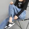 High Waist Drawstring Harem Baggy Jeans Women Spring Autumn All-match Streetwear Ankle Length Denim Trousers Casual Jean