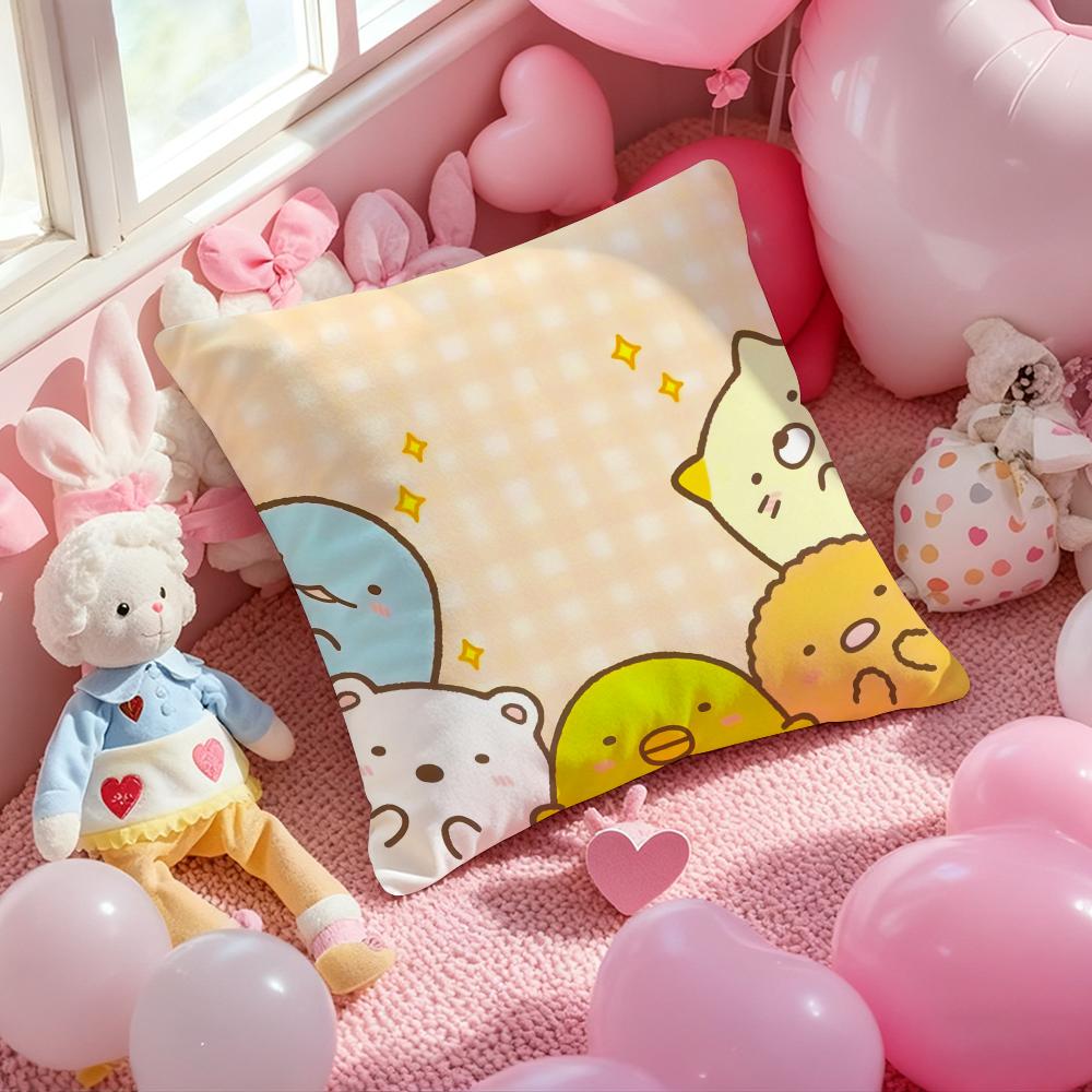S-Sumikko Gurashi Exquisite Pillow Case Soft Plush Fabric Double-Sided Printed Cushion Cover Warm Winter Sofa Pillow Case