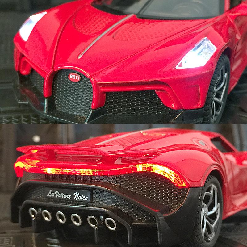 Haodi A3201 Black Night Bugatti Model with Sound & Light, Pull-Back Action, and 4 Opening Doors