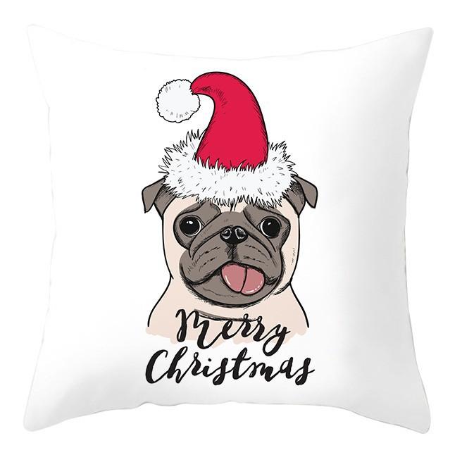 Cartoon Christmas Dog Car Pattern Pillow Case Festive Home Decoration Office Car Cushion Pillow Case