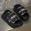 Sandalen Herren Sommer Oberbekleidung rutschfest dicksohlige Scheiße-treten Sandalen lässige Sport-Strandschuhe 471255 schwarz-J