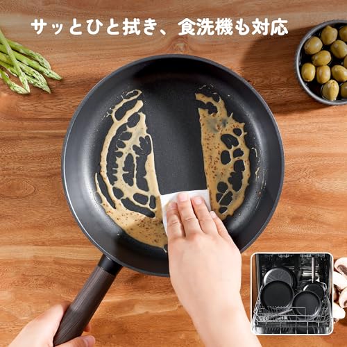 SENSARTE Deep Frying Pan, 28cm, with Lid, Non-Stick, Induction Compatible, Gas Compatible, Stir-Fry Pan, All Heat Sources, Non-Stick, 5-Layer Construc