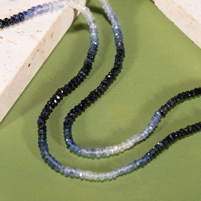 Natural Sapphire Beaded Necklace Women'S S925 Sterling Silver Accessories Xiaohongshu Wechat Channels Color Treasure Jewelry