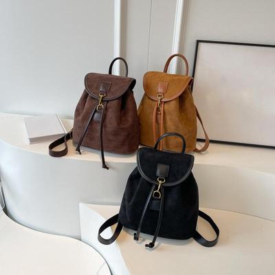 Autumn Suede Backpacks For Women Large Capacity College Student Schoolbags Suitable For Travel Daily Commuting