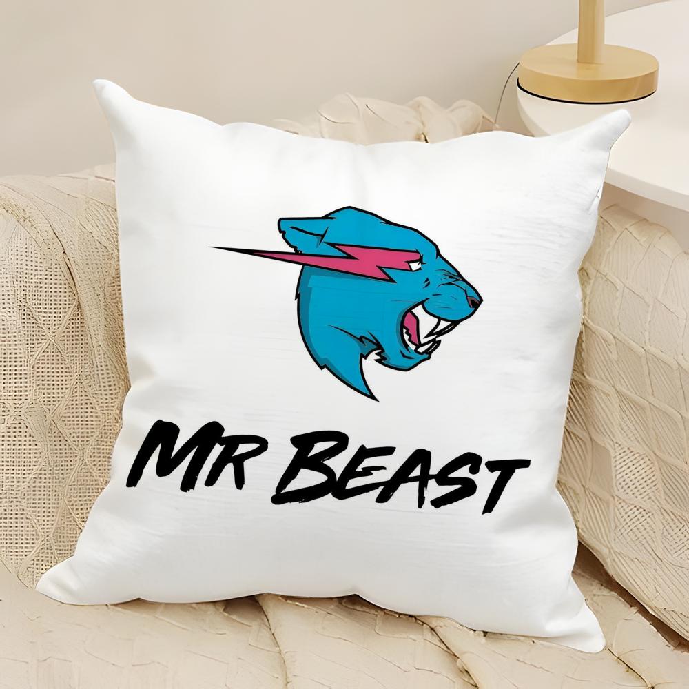 Anime Mr Gaming B-beast Pillow Case Natural Linen Double-Sided Printing Sofa Home Decor Cushion Cover