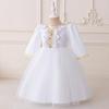 2025 Girls' Evening Mesh Princess Dress with Embroidery and Pleated Puffy Skirt for Flower Girls and Holidays
