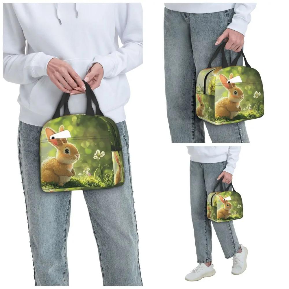 Rabbit In The Forest Anime Insulated Lunch Bag for Women Office Cooler Thermal Food Box Tote Portable Lunch Boxes Container