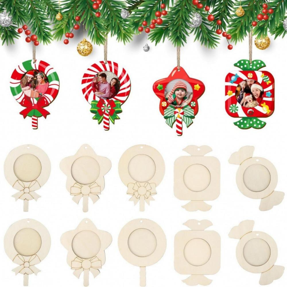 Holiday Picture Frame High-Quality Christmas Tree Hanging Decor Diy Christmas Pendant Personalized Wooden Ornament Craft