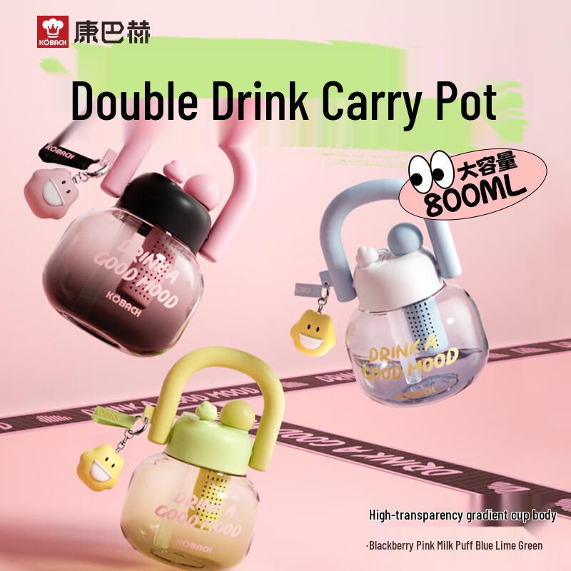 Kangbakh 800ml Dual-Drink Portable Water Bottle