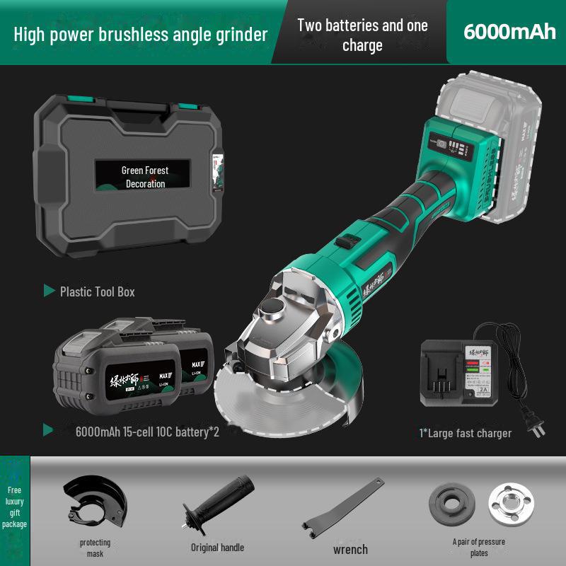 

Бесщеточная аккумуляторная угловая шлифовальная машина Green Forest Master — высокомощный литиевый аккумулятор для полировки, резки и шлифовки. 2 batteries in 1 charger, 15 batteries 6000mAh