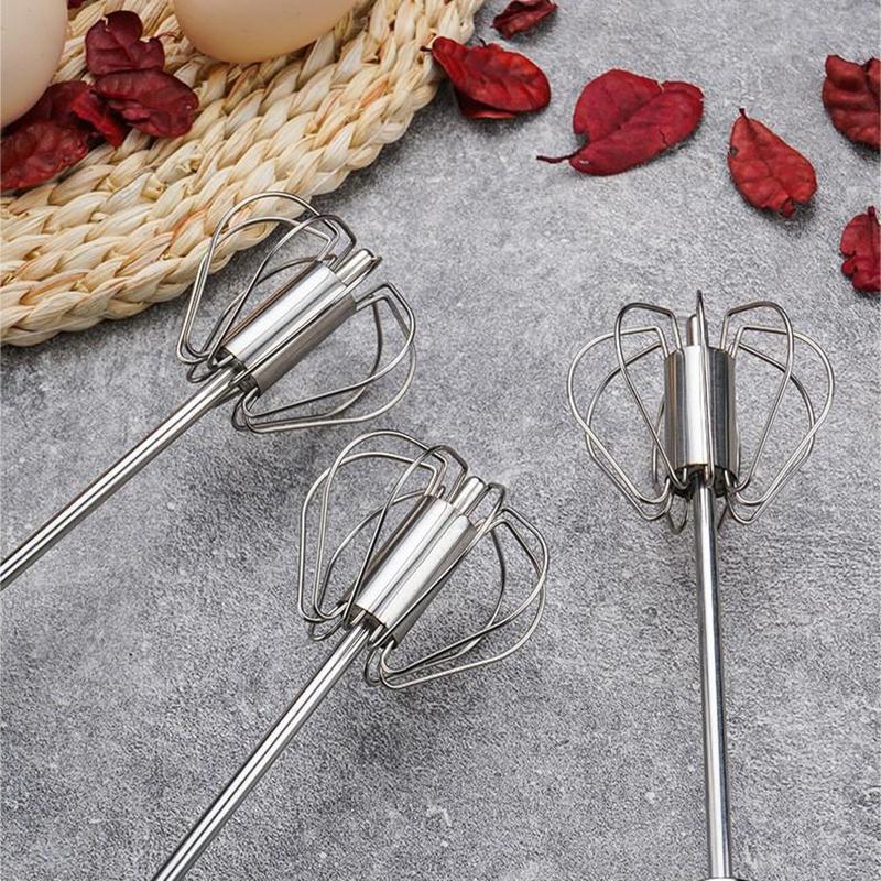 Stainless Steel Household Semi-Automatic Rotating Egg Beater Push-Type Egg Cream Baking Stirring Stick Manual Egg Beater