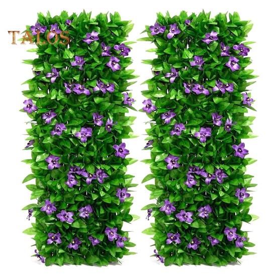 

2Pcs Fake Flowers Expanding Garden Flower Trellis Panels UV Resistant Simple Installation DIY Privacy Fence Screening Artificial Flowers 40cm Purple Orchid