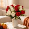 10 Cores Flor Feliz Real 18 Cabeças Rosa Simulada Natural Grama de Cristal Buquê Decorativo para Casa
