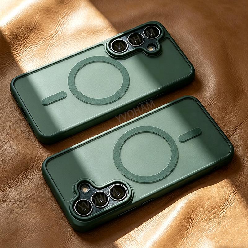 Luxury Matte Translucent For Magsafe Phone Case for Samsung S26 S25 S24 S23 Ultra Plus Cases Magnetic Wireless Charging Cover