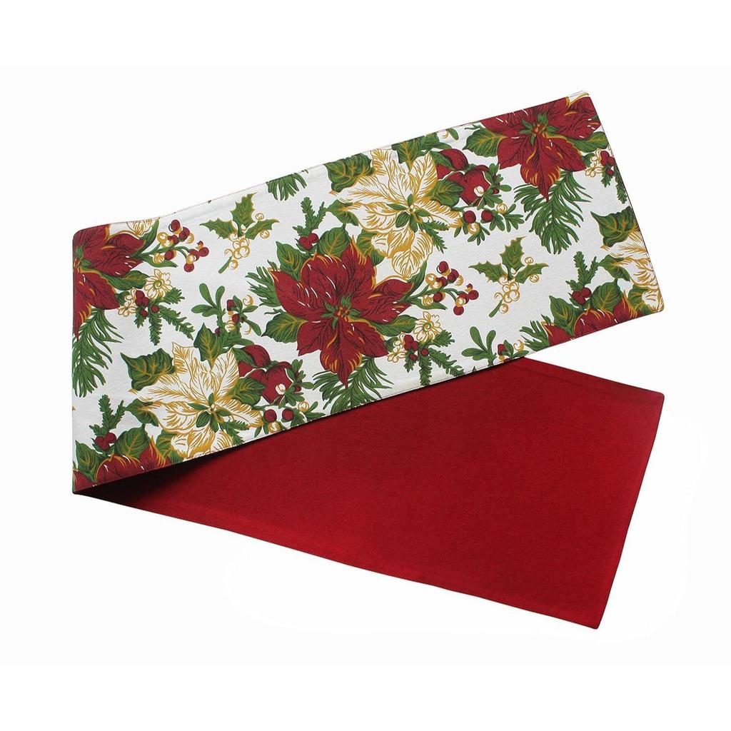 Cotton Maroon Flower Designed Floral Pattern Table Runner Length 152cm (Red, Pack of 1)