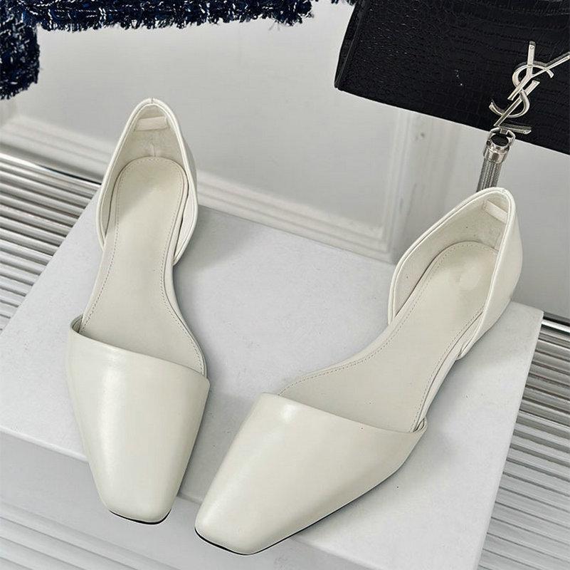 New French Square-Toed Flat Shoes For Spring/Summer 2025 Asymmetrical Lazy Shoes Elegant Hollow Single Shoes For Women