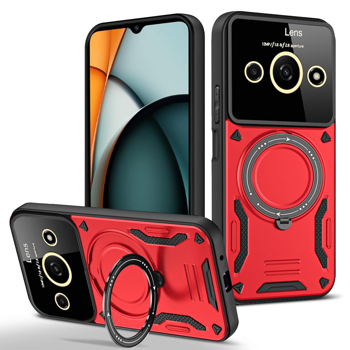 

Luxuy Magsafe Armor Case For Xiaomi Redmi A5 4G A3 A4 5G Wireless Charge Shockproof Len Protect Magnetic Ring Cover for Redmi A3 червоний