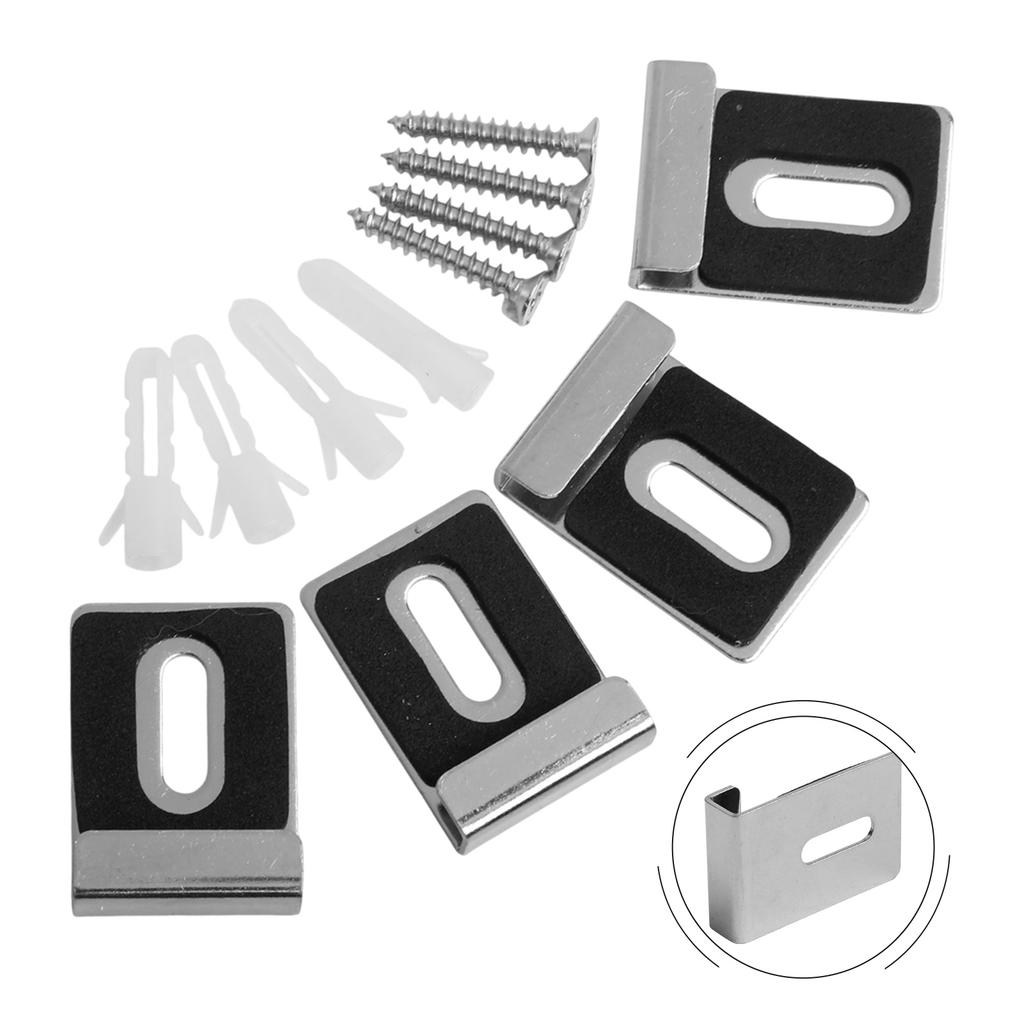 4 Sets Wall Mount Mirror Clips with Screws Heavy Duty Bracket Clips for Mirrors Picture Frames and Glass Items