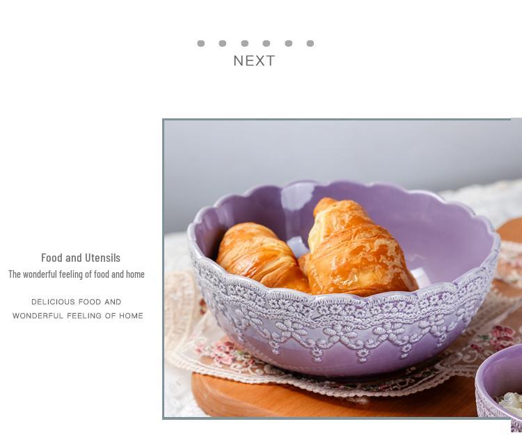 Nordic Style Purple Ceramic Tableware Set: Retro French Bowls, Plates & Dishes - Perfect Housewarming Gift