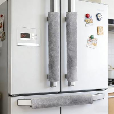 2Pcs Oil-proof Refrigerator Handle Cover Plush Appliance Handle Covers Home Decors