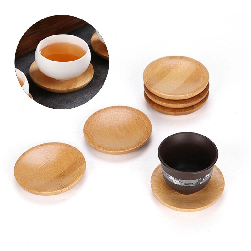 4 Pack Tea Cups Bamboos Coaster Heat Insulation Mat for Coffees and Wine Enthusiasts Beverage Cups Heat Insulation Pad