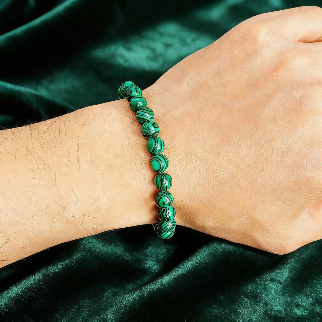 Malachite Beads Bracelet Natural Stone 6 8 10mm Reiki Healing Crystal Charmed Bracelet Vitality Protection Festival Jewelry Gift