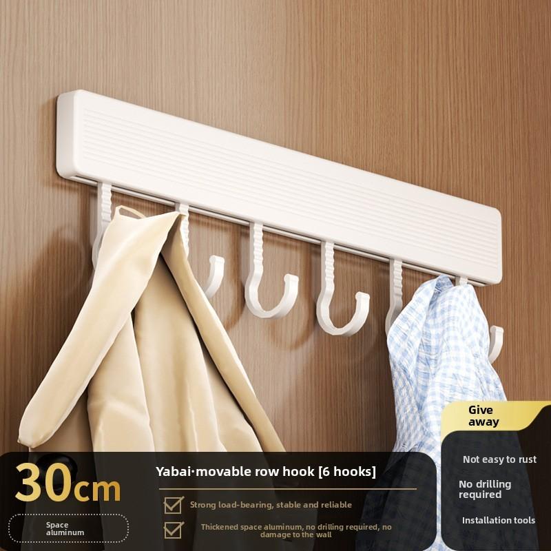 Space Aluminum Wall Hook Set With Strong Adhesive No Drilling Suitable For Bathroom And Closet Storage
