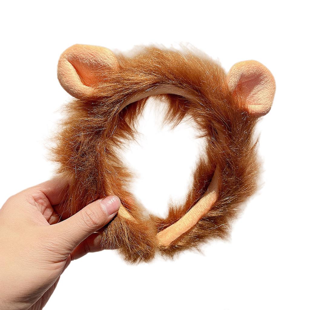 Cute 3D Animal Hairhoop Plush Lion Hairband Funny Party Headband Birthday Party Headwear Women Face Washing Headband