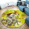 "Whimsical Cycling Scene Round Carpet for Kids' Rooms" round carpet for home sofa bedroom, gift