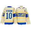 Vintage Ice Hockey Jersey Blue Team 10 Embroidered Practice Uniform Cotton Blend Mens Sportswear Training Games