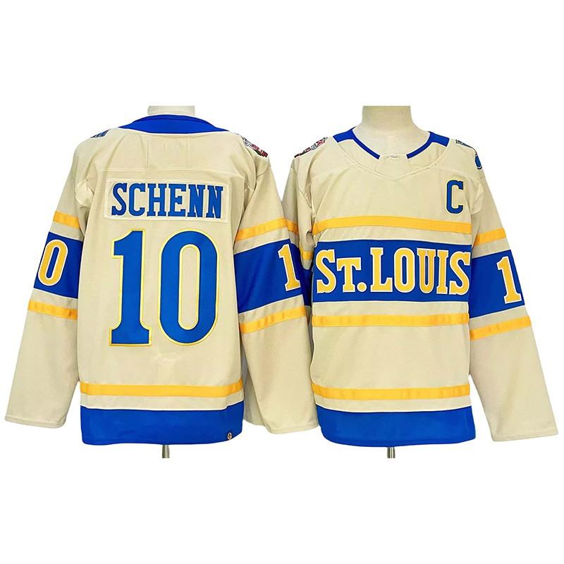 Vintage Ice Hockey Jersey Blue Team 10 Embroidered Practice Uniform Cotton Blend Mens Sportswear Training Games