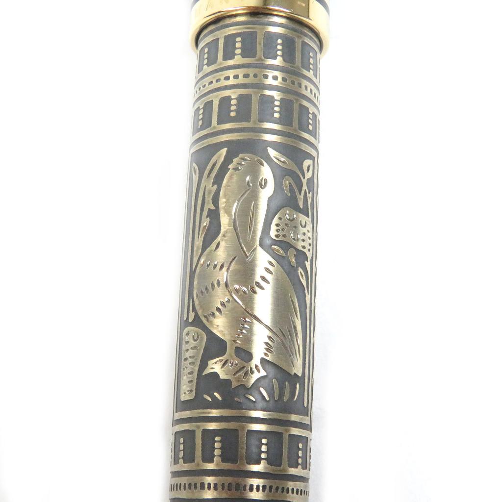 Excellent PERIKAN Fountain Pen Souvern Big Toledo Cap Type Black Gold 18K Used