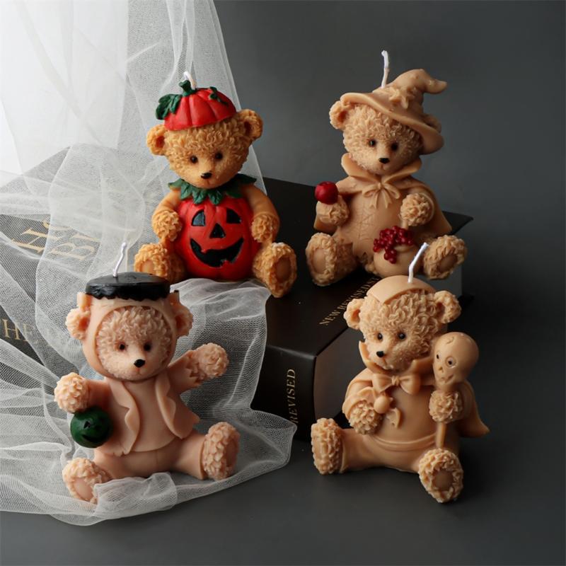 3D Bear Candle Mold Aromatherapy Candle Molds Epoxy Resin Wax Mould Handcrafted Gypsum Ornaments for Craft Enthusiasts