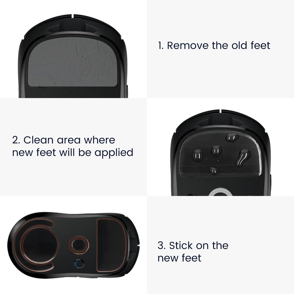 Nožičky myši kwmobile kompatibilní s myší SteelSeries Rival 3, náhradní nálepka, zesílená podrážka, černá -