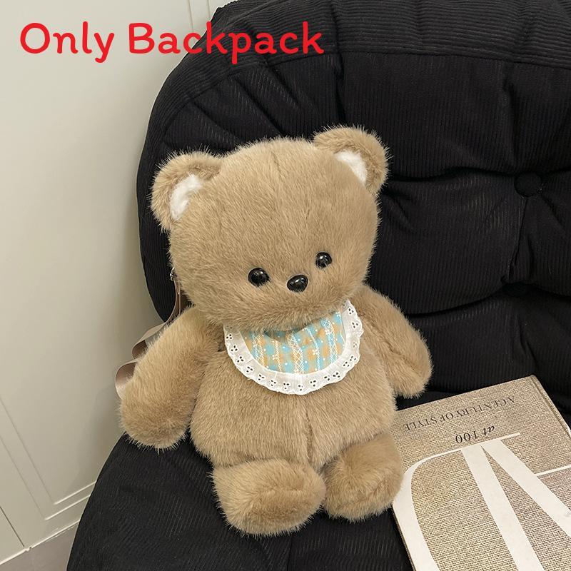 Cartoon Plush Bear Backpack For Kids With Animal Pattern And Curved Shoulder Straps