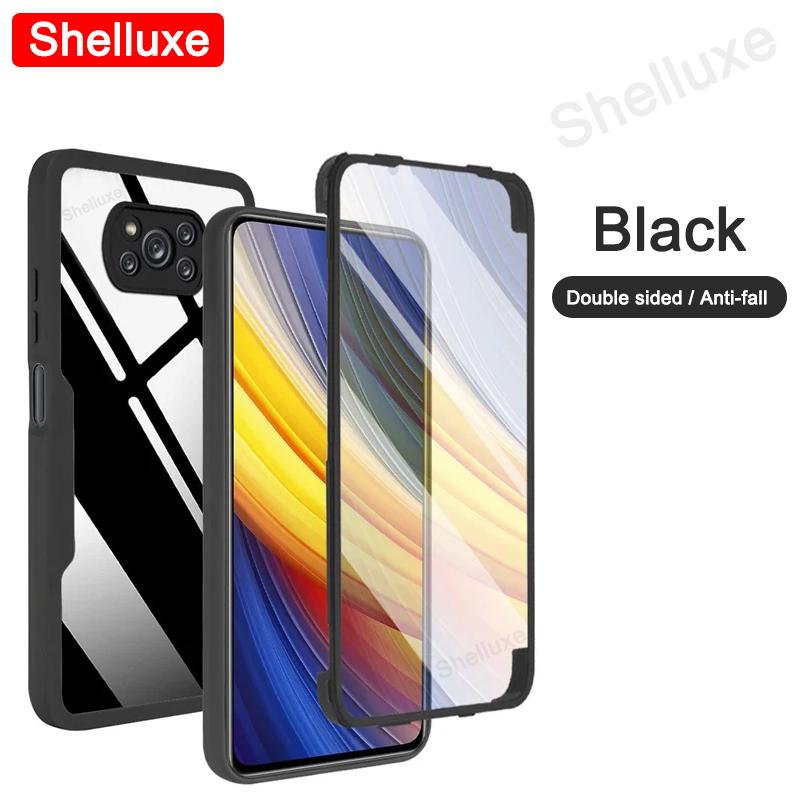 

Прозрачный чехол Shelluxe на 360 градусов для всего корпуса (передняя + задняя часть) для Xiaomi POCO X3 Pro X3Pro X3NFC PocoX3 NFC Силиконовый двусторонний чехол для телефона POCO X3 Pro чёрный