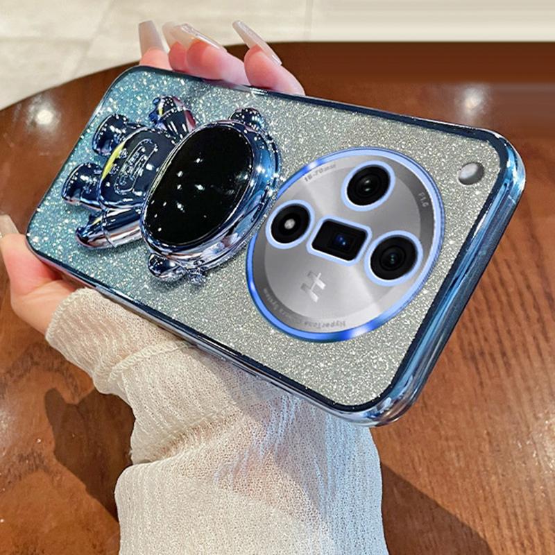 For Oppo Find X7 Pro Anti-Scratch Phone Cover Astronaut Kickstand PC+TPU Case Electroplating Design B